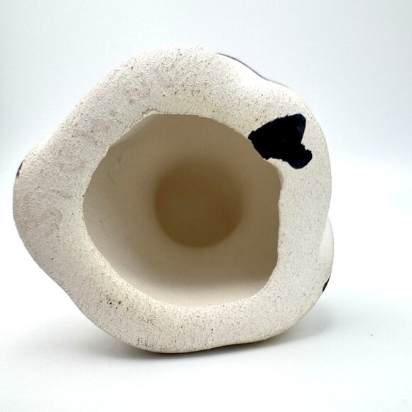 Acoma Pueblo Handcrafted Ceramic Owl Figurine Black & White Pottery - Picture 4 of 7